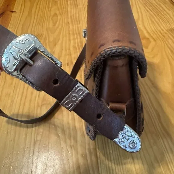 Vintage Handmade Tooled Leather Eagle Bird Saddlebag Shoulder Purse Western - Picture 10 of 16